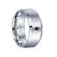 JACK Brushed Cobalt Wedding Ring with Center Sapphire Stone Polished Edges - 9mm - Larson Jewelers