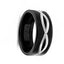 GARRUS Torque Black Cobalt Flat Wedding Band Matte Finish Grooved Center Design - 9 mm - Larson Jewelers