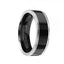 VALENTINE Torque Black Cobalt Flat Wedding Band Polished Finish Dual Grooved Edges - 7 mm - Larson Jewelers
