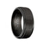 WARIO Torque Black Cobalt Flat Wedding Band Brushed Finish Center Grooved Design Beveled Edges - 9 mm - Larson Jewelers
