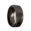 WESKER Torque Black Cobalt Flat Wedding Band Brushed Finish Center Grooved Design Beveled Edges - 9 mm - Larson Jewelers