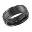 FRASIER Step Edge Black Tungsten Carbide Comfort Fit Ring with Raised Brushed Center and Polished Offset Grooves by Triton Rings - 9 mm - Larson Jewelers