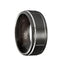 LOMBARDI Torque Black Cobalt Wedding Ring Brushed Raised Center Block Pattern with Round Edges - 9 mm - Larson Jewelers