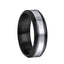 MISSILE Torque Two Toned Black Cobalt Wedding Band Brushed Grooved Center Design Beveled Edges - 7 mm - Larson Jewelers