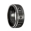 RAYMAN Torque Black Cobalt Brushed Wedding Band Center Black Diamond Accents with Dual White Grooves - 9 mm - Larson Jewelers