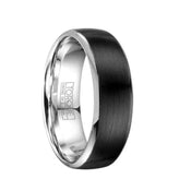 WRIGHT Torque Black Cobalt Wedding Band Brushed Finish Center Beveled Polished Edges - 7 mm - Larson Jewelers