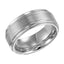 FREEMAN Step Edge White Tungsten Carbide Comfort Fit Ring with Raised Brushed Center and Polished Offset Grooves by Triton Rings - 9 mm - Larson Jewelers