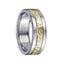White Cobalt Men’s Wedding Band with Hammered 14k Yellow Gold Inlay & Dual Grooves - 7.5mm - Larson Jewelers