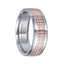 White Cobalt Men’s Wedding Ring Checkered Grooved 14k Rose Gold Polished Inlay - 7.5mm - Larson Jewelers