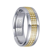 Polished White Cobalt with 14K Yellow Gold Grooved Center Men’s Wedding Band - 7.5mm - Larson Jewelers