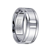 White Cobalt Men’s Wedding Ring Grooved 14k White Gold Center - 9mm - Larson Jewelers