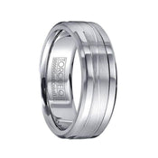 Polished White Cobalt Men’s Wedding Band with Brushed Wave Center Design - 7.5mm - Larson Jewelers