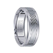 Brushed White Cobalt Men’s Wedding Band with 14k White Gold Grooved Center by Crown Ring - 7.5mm - Larson Jewelers