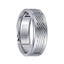 Brushed White Cobalt Men’s Wedding Band with 14k White Gold Grooved Center by Crown Ring - 7.5mm - Larson Jewelers