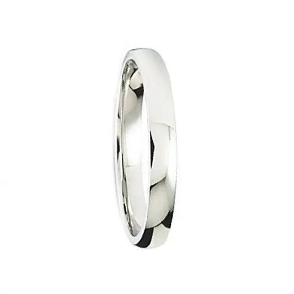 Women’s Cobalt Wedding Band with polished finish, 2mm width, by Crown Ring, shown at an angle on white background