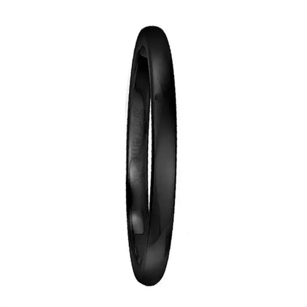 Women's black polished titanium domed wedding band, 2.5mm width, product shot on white background