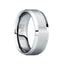 GRATIANUS beveled tungsten carbide wedding ring with brushed center and polished edges, product close-up