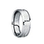 NONUS Engraved White Abstract Triangle Tungsten Ring with Polished Finish - 8mm - Larson Jewelers