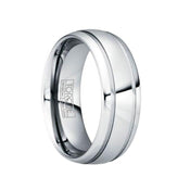 PAULINUS Polished Tungsten Carbide Wedding Band with Dual Grooves - 8mm - Larson Jewelers