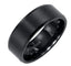 GRAYSON Flat Polished Edge Satin Finish Black Tungsten Carbide Wedding Band by Triton Rings - 8 mm - Larson Jewelers