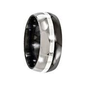 AINEIAS Black Titanium Ring with Sterling Silver Inlay by Edward Mirell - 9 mm - Larson Jewelers