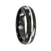 PRISCUS Domed Black Titanium Ring with Sterling Silver Inlay by Edward Mirell - 6 mm - Larson Jewelers