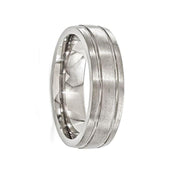 MAURUS Brushed Titanium Ring with Polished Grooves by Edward Mirell - 7 mm - Larson Jewelers