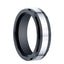 HARKO Benchmark Beveled Ceramic Ring with Tungsten Inlay - 7 mm - Larson Jewelers