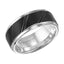 KINGSLEY Black and White Tungsten Carbide Ring with Beveled Step Edges and Diagonal Cuts by Triton Rings - 9 mm - Larson Jewelers