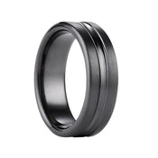 COLBY Black Titanium Ring with Satin Finish & Polished Center Groove by Benchmark Rings -7.5mm - Larson Jewelers