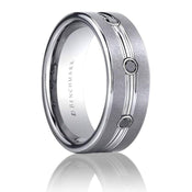 LAS VEGAS Flat Satin Finished Tungsten Ring with Black Diamonds by Benchmark - 7mm - Larson Jewelers
