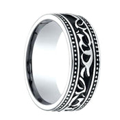 CLAYTON Cobalt Chrome Wedding Band with Scroll Pattern Ring by Benchmark - 8.5mm - Larson Jewelers