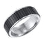 ALEXANDER Tungsten Ring with Black Tungsten Coin Edge Center by Triton Rings - 8mm - Larson Jewelers