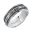 LUCA Sterling Silver Comfort Fit Wedding Band with Woven Center, Offset Milgrains, and Black Oxidation Finish by Triton Rings -8mm - Larson Jewelers