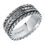 ELLIS Flat Sterling Silver Comfort Fit Wedding Band with Multi-Rope Pattern and Black Oxidation Finish by Triton Rings - 9 mm - Larson Jewelers