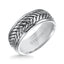 ANDREW Sterling Silver Cast Comfort Fit Wedding Band with Woven Pattern Center, Polished Rims, and Black Oxidation Finish by Triton Rings - 9mm - Larson Jewelers