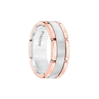 ARNETT Rose Gold Tungsten Carbide Flat Comfort Fit Band W/Brush Center & Bright Rims by Triton Rings - 8mm - Larson Jewelers