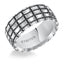 ADON Flat Extra Wide Sterling Silver Comfort Fit Wedding Band with Wide Woven Pattern and Black Oxidation Finish by Triton Rings - 10 mm - Larson Jewelers