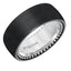 Domed Black Titanium and Sterling Silver Comfort Fit Band with Beaded Texture Side Treatment and Satin Finish - 9mm - Larson Jewelers