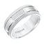 White Tungsten Satin Finished Coin Edge Wedding Band with Grooved Brick Style Center by Triton Rings - 8mm - Larson Jewelers
