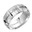 SPENCER Domed White Tungsten Carbide Wedding Band with Matrix Pattern Center and Solitaire Diamond Setting by Triton Rings - 9 mm - Larson Jewelers