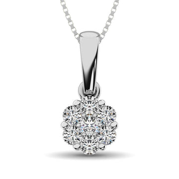 14K White Gold 1/4 Ct.Tw. Diamond Flower Pendant - Larson Jewelers
