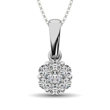 14K White Gold 1/2 Ct.Tw. Diamond Flower Pendant - Larson Jewelers