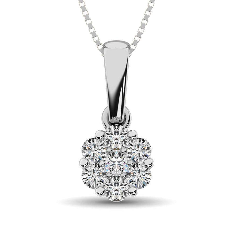 14K White Gold 1/2 Ct.Tw. Diamond Flower Pendant - Larson Jewelers