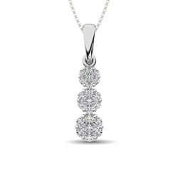 14K White Gold 1/4 Ct.Tw. Diamond Flower Pendant - Larson Jewelers
