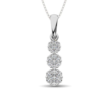 14K White Gold 1/4 Ct.Tw. Diamond Flower Pendant - Larson Jewelers