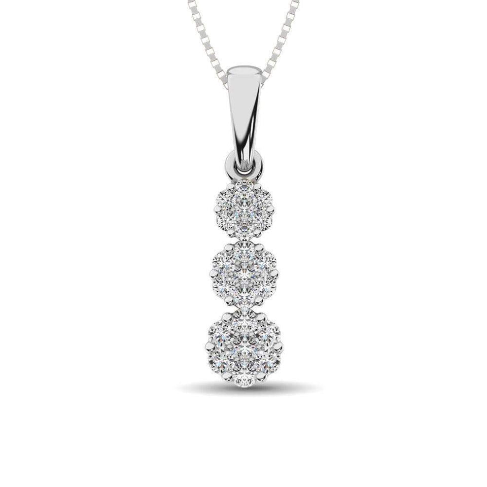 14K White Gold 1/4 Ct.Tw. Diamond Flower Pendant - Larson Jewelers