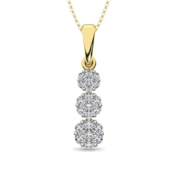 14K Yellow Gold 1/4 Ct.Tw. Diamond Flower Pendant - Larson Jewelers