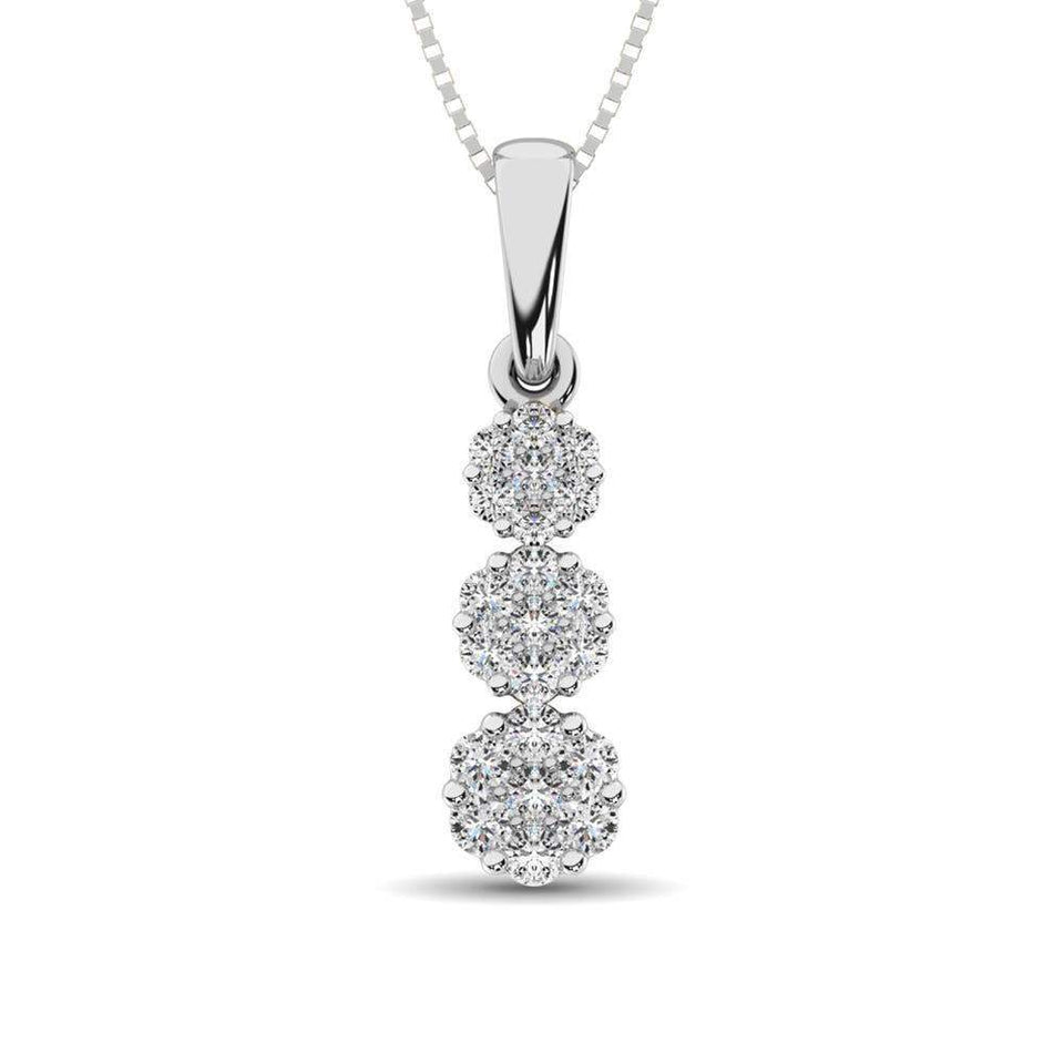 14K White Gold 1/2 Ct.Tw. Diamond Flower Pendant - Larson Jewelers