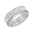 BURGESS Tungsten Wedding Band with Silver Inlay and 9 White Diamonds by Triton Rings - 8 mm - Larson Jewelers